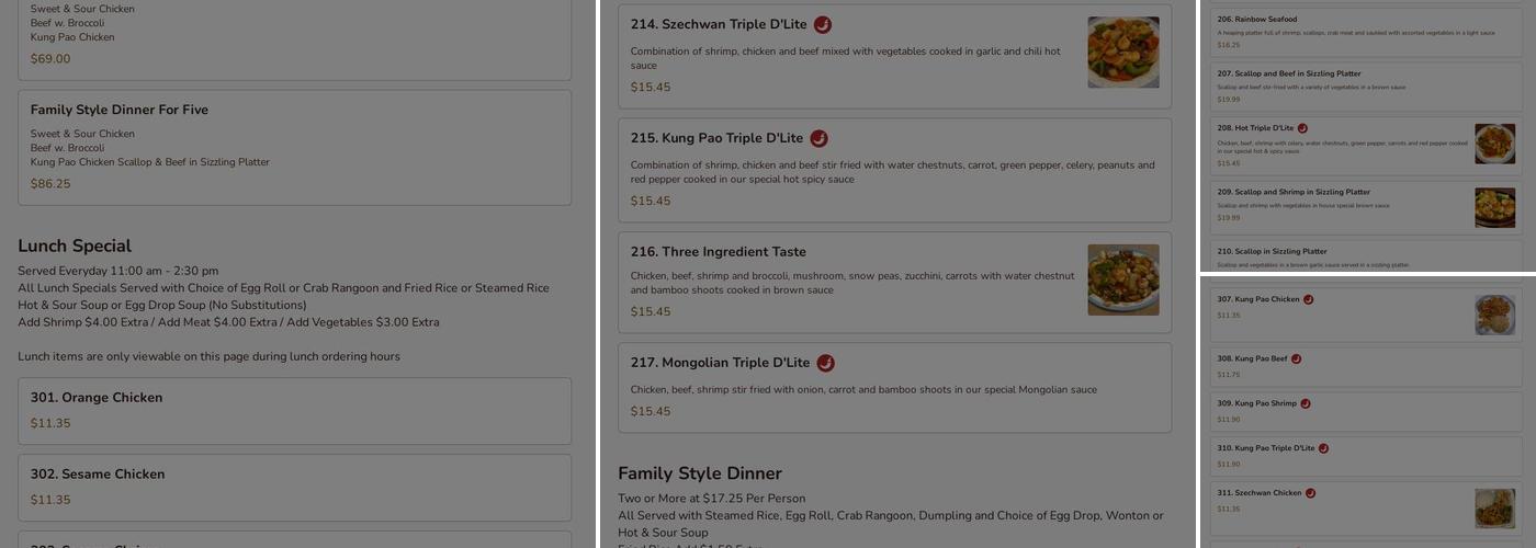 Mei's China Palace Menu