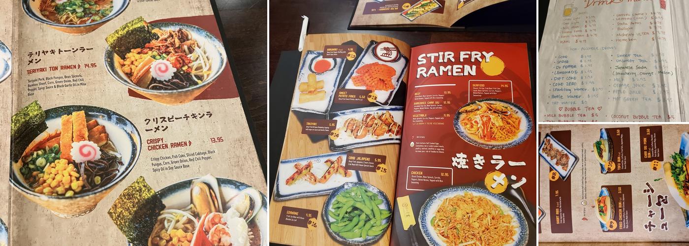 Ichiddo ramen Menu