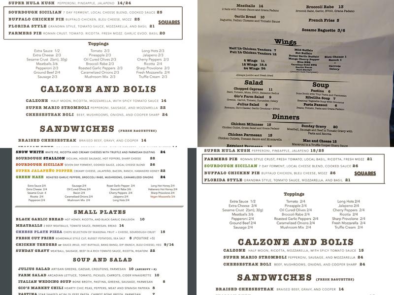 Gio's Pizza Co. Menu