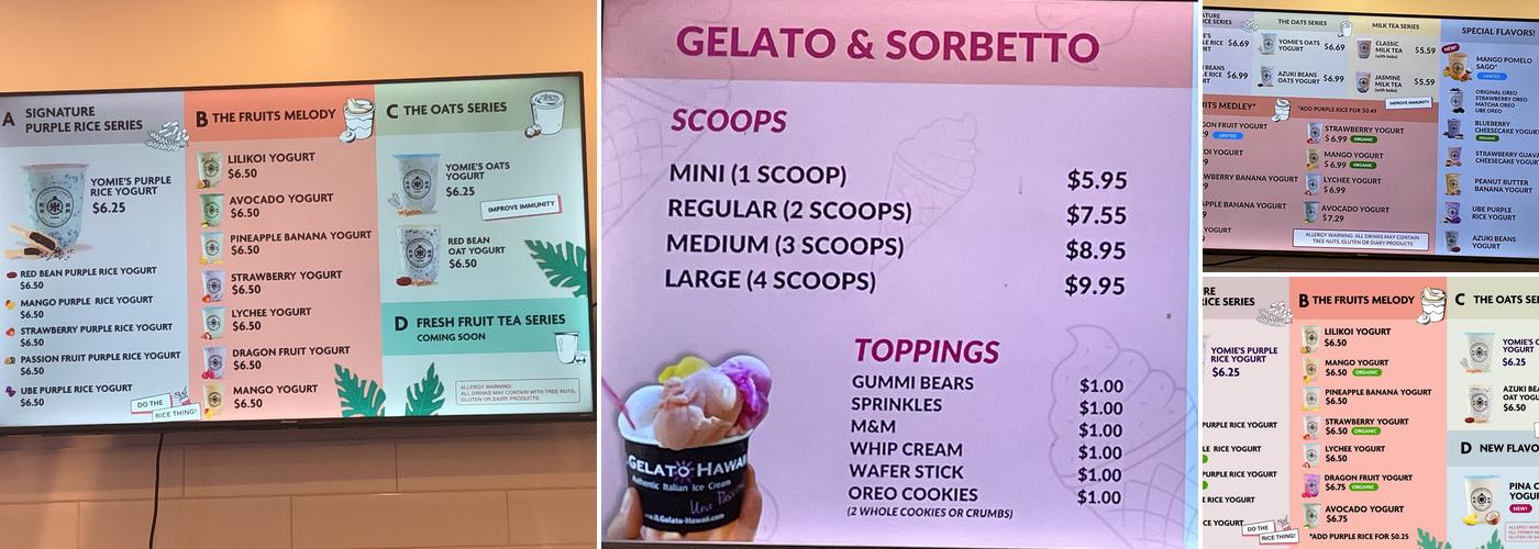 Yomie's Rice x Yogurt Hawaii Menu