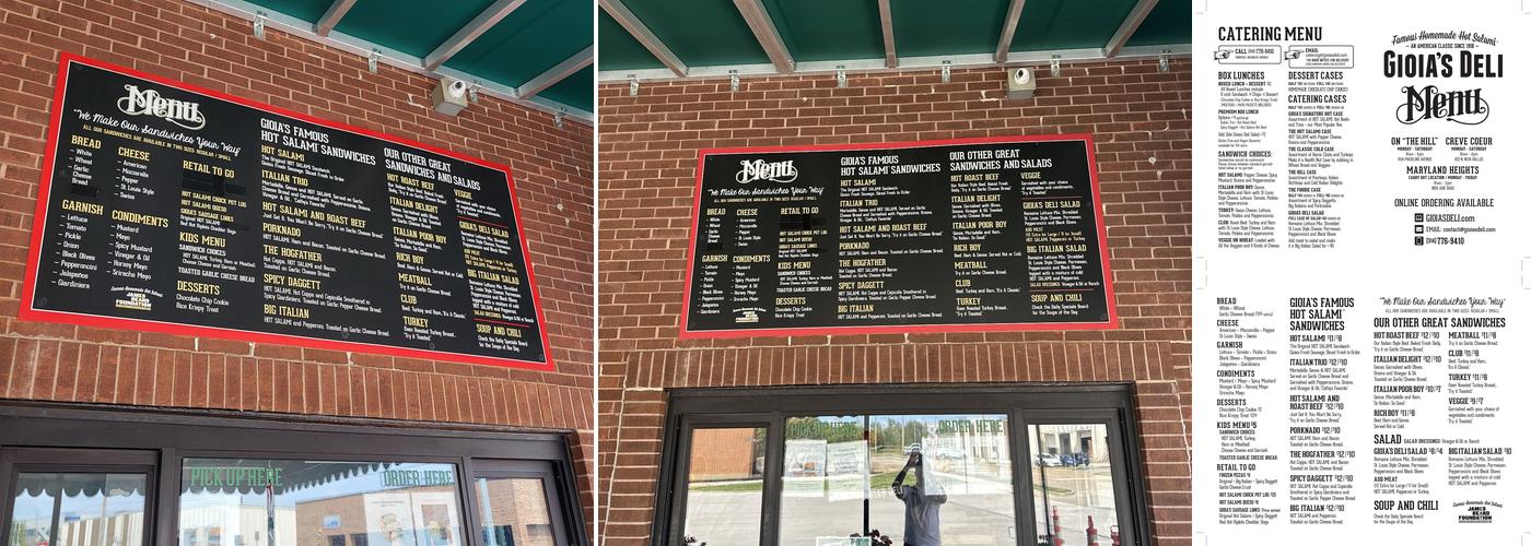 Gioia's Deli Menu