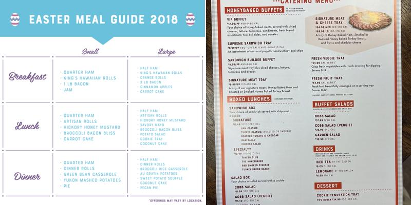 The Honey Baked Ham Company Menu