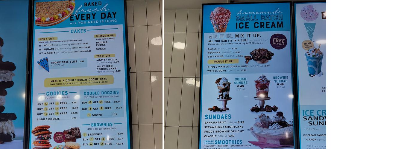 Great American Cookies Menu