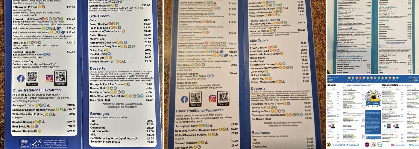 Anstruther Fish Bar Menu