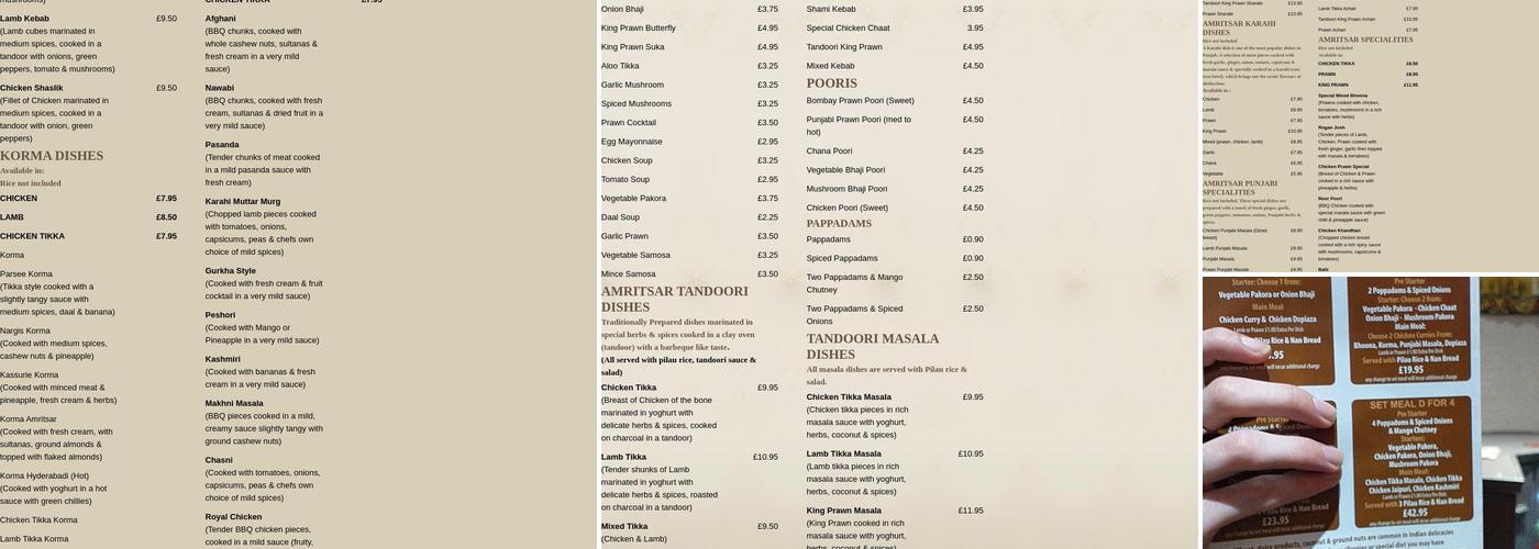Amritsar Tandoori Restaurant Menu