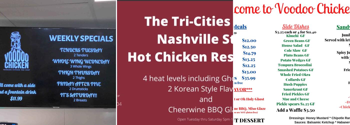 Voodoo Chicken JC Menu