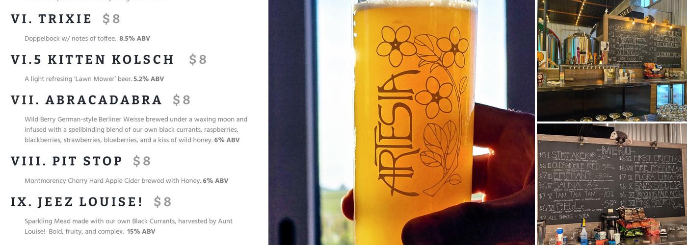 Artesia Brewing Menu