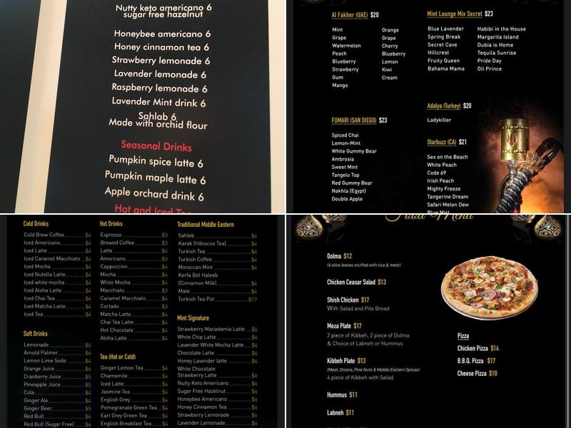 Mint Lounge Menu