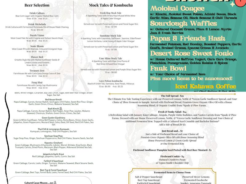 Fox Tale Fermentation Project Menu