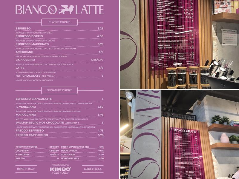 Bianco Latte NYC - Williamsburg Menu