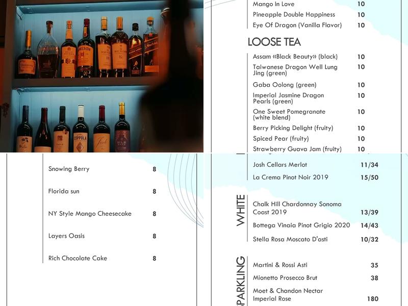 Anqor Lounge Orlando Menu