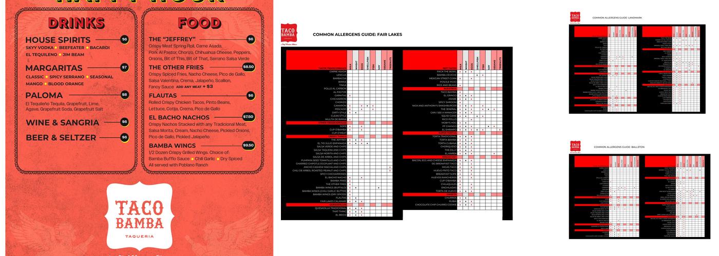 Taco Bamba Landmark Menu