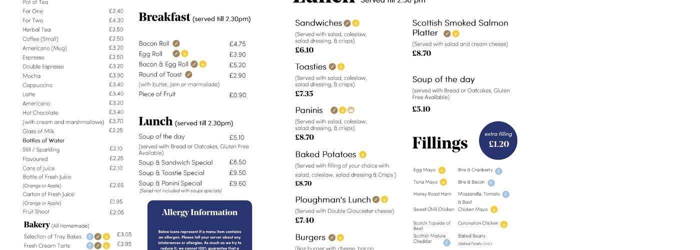 Andersons of Inverurie Menu