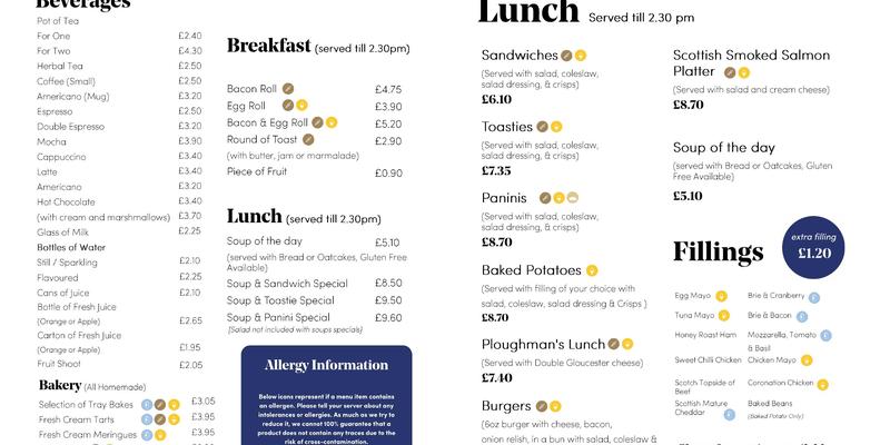 Andersons of Inverurie Menu