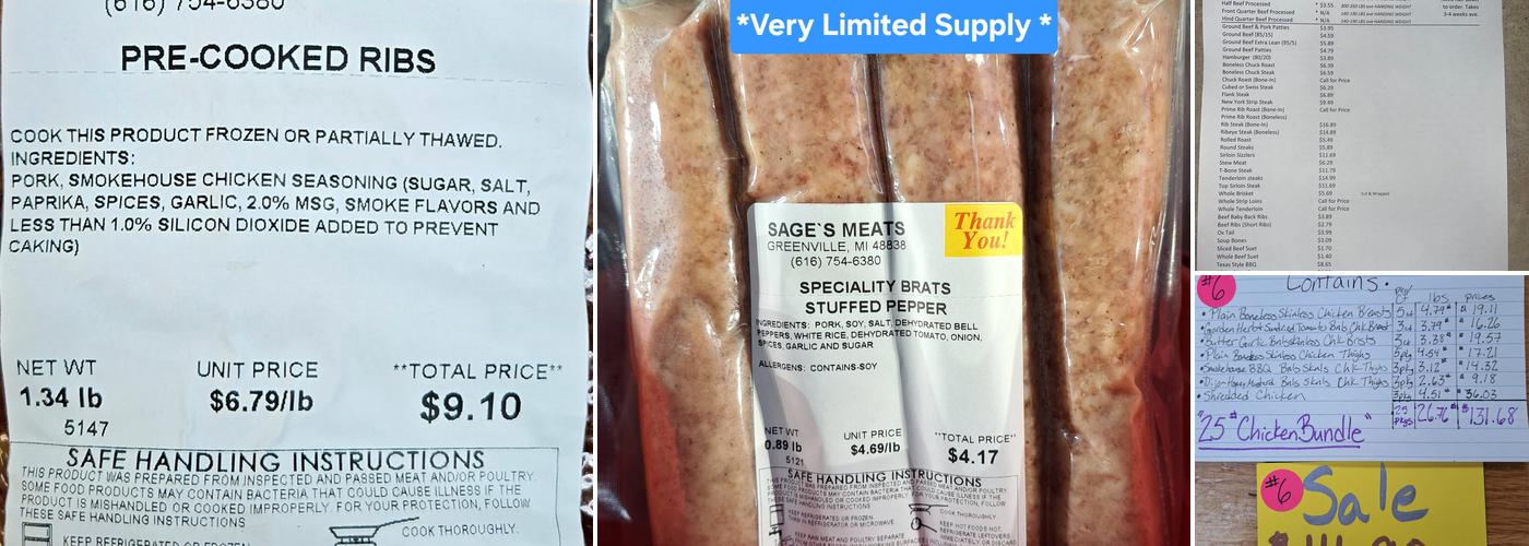 Sage's Meat Processing Menu