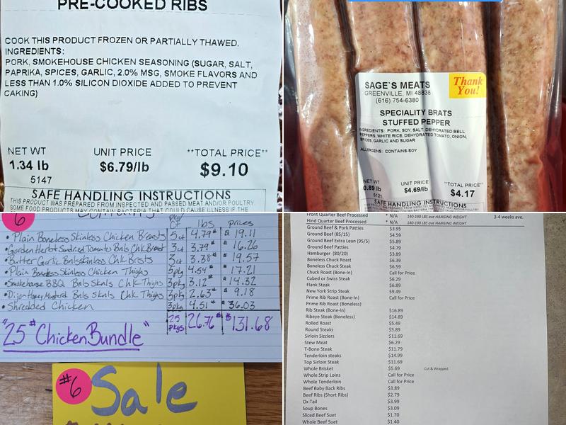 Sage's Meat Processing Menu