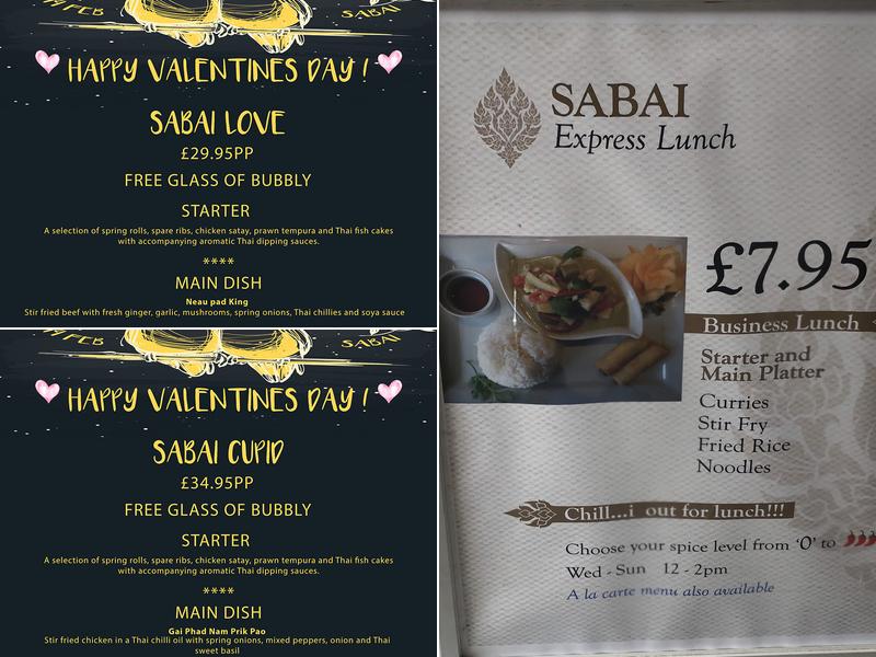 Sabai Thai Restaurant Menu