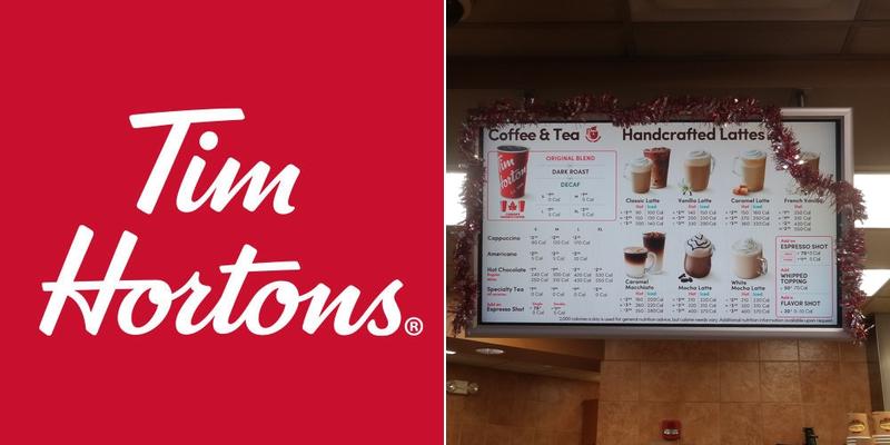 Tim Hortons Menu
