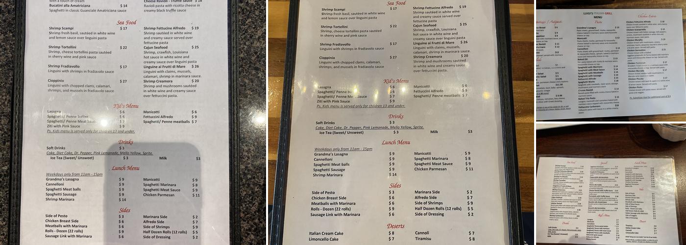 Luigi's Italian Grill Menu