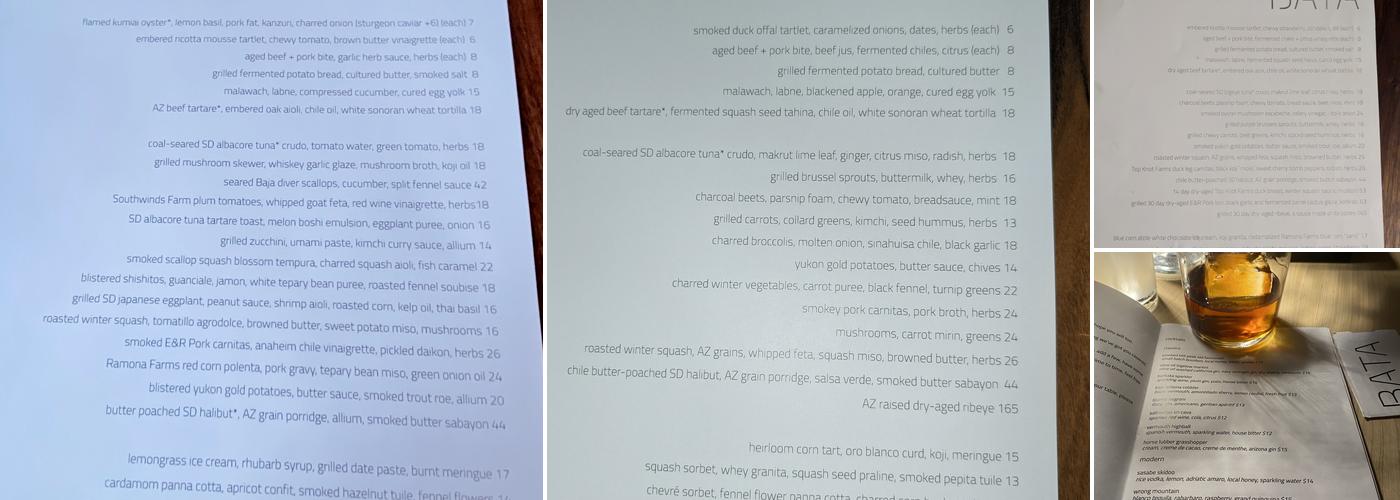 BATA Menu