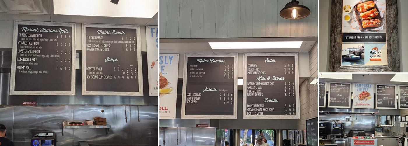Masons Famous Lobster Rolls Menu