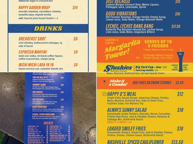 Happy Does Bar Menu