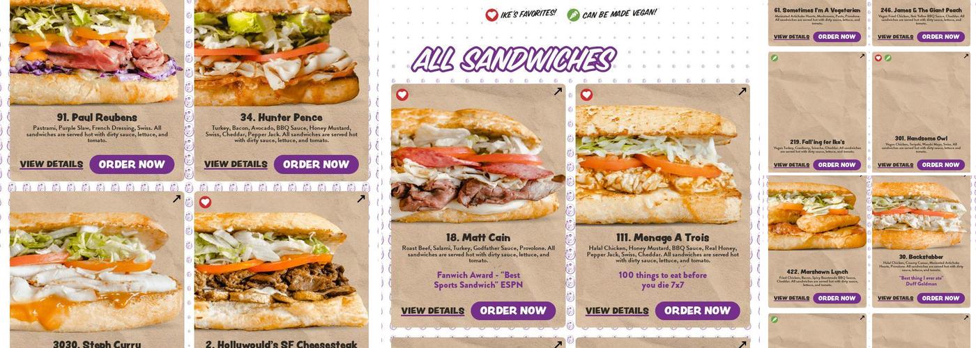 Ike's Love & Sandwiches Menu