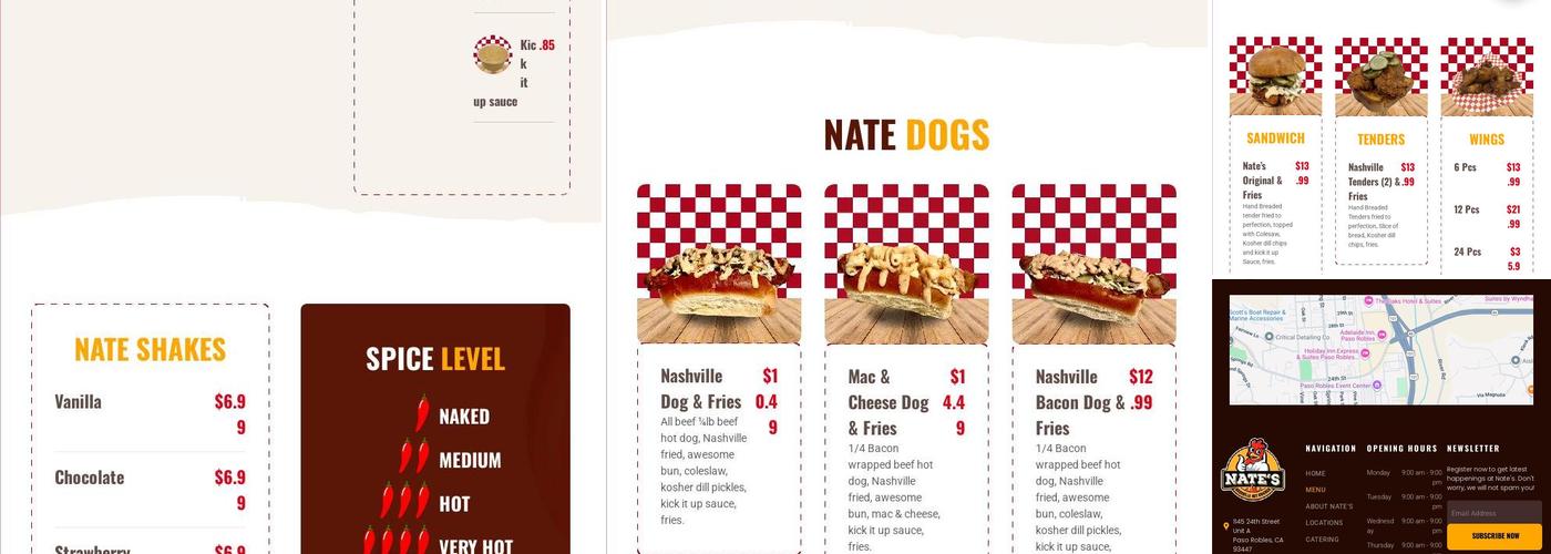 Nate's Nashville Hot Chicken Menu