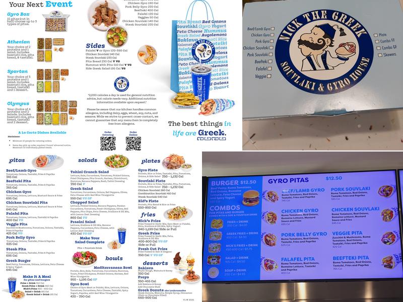 Nick The Greek Menu