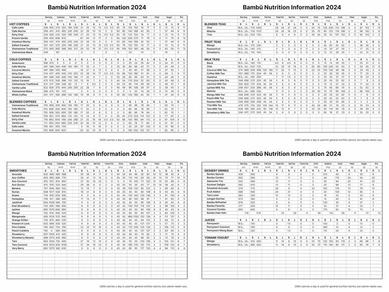 BAMBŪ Desserts & Drinks Menu