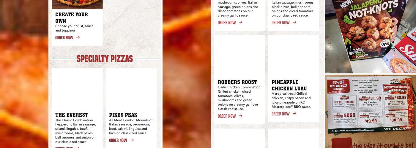 Mountain Mike's Pizza Menu