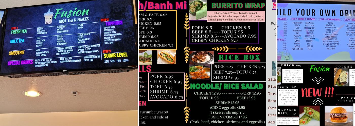 Fusion Boba & Snacks Menu