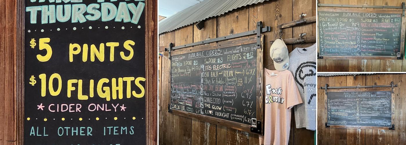 Nitty's Cider Menu