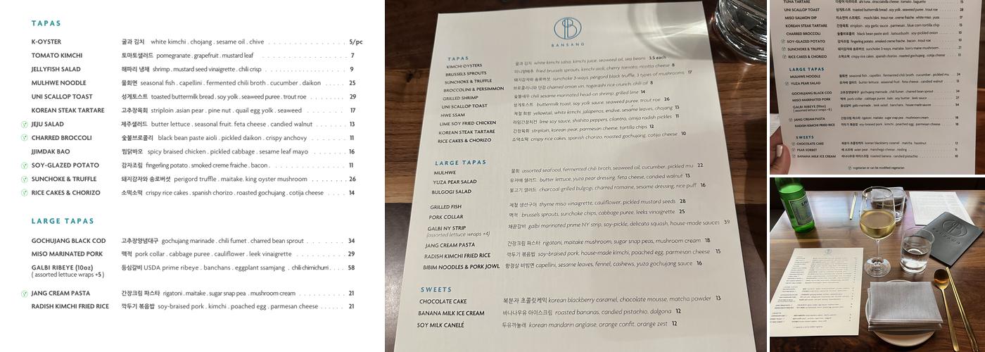 BANSANG Menu