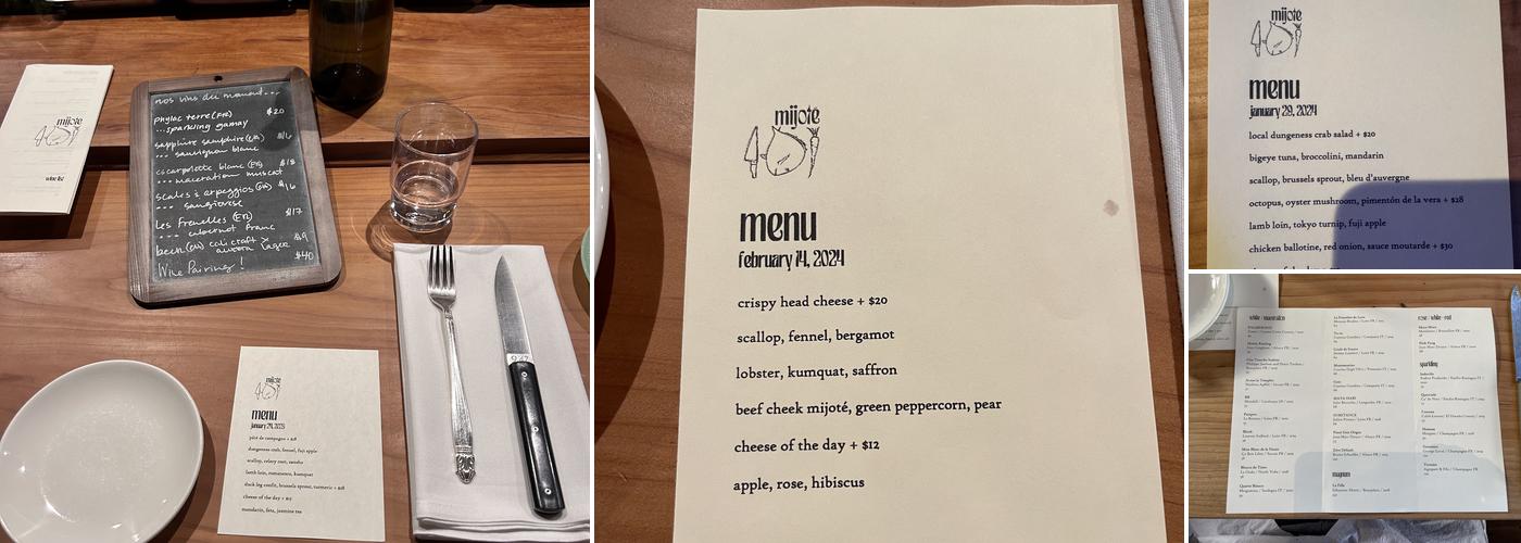 Mijoté Menu