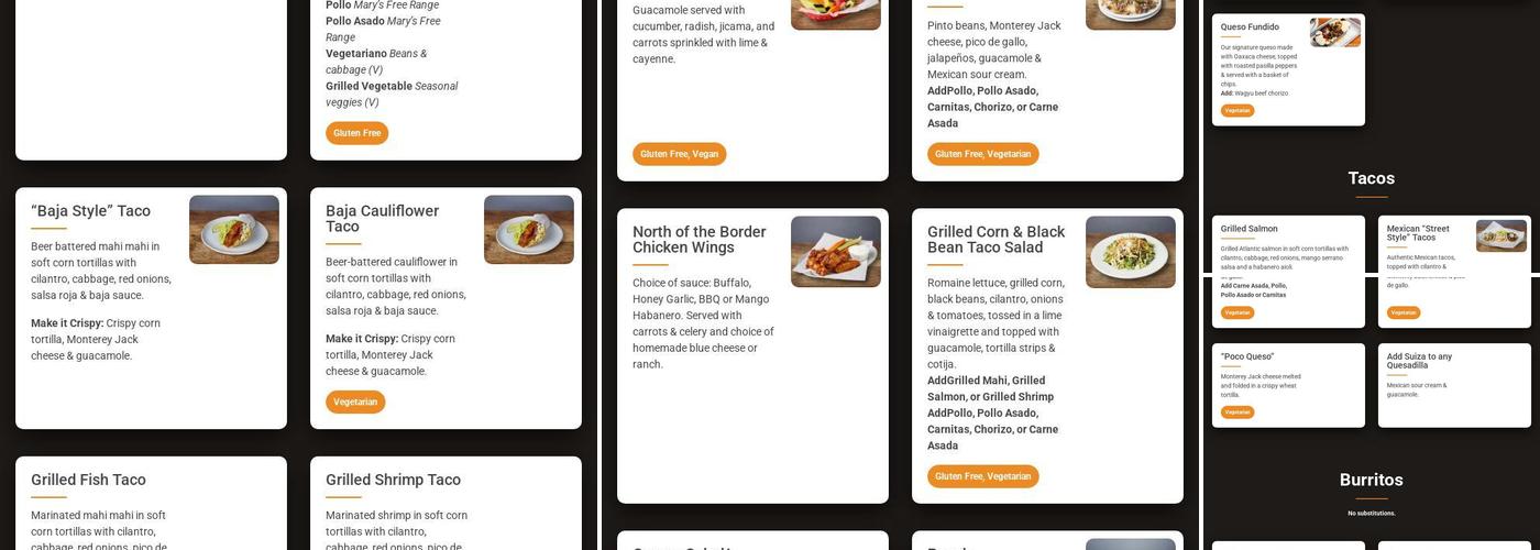 Underdogs Cantina Menu