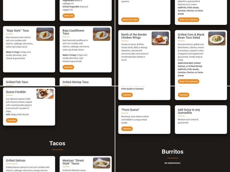 Underdogs Cantina Menu