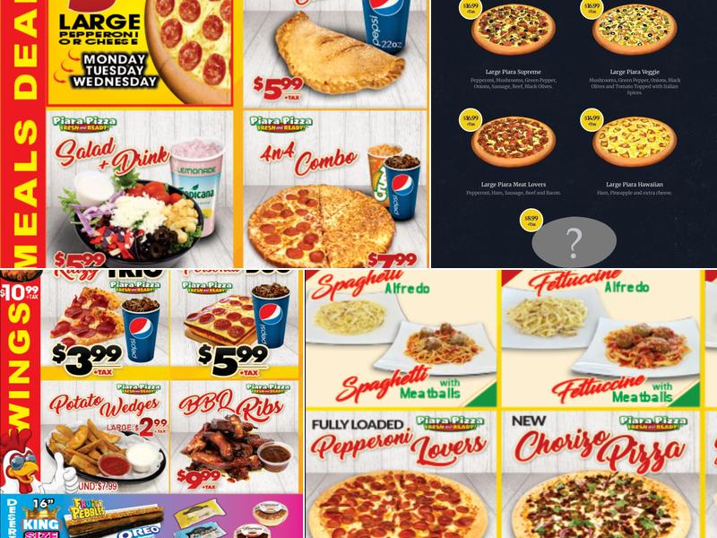 Piara Pizza, Arcade, Sports & Bar Menu