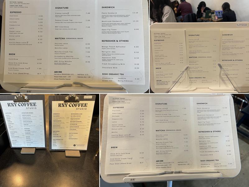 Rny Coffee Studio Menu