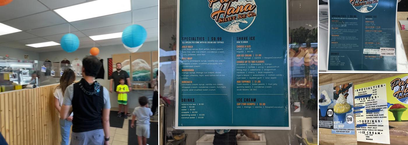 Pau Hana Shave Ice Menu