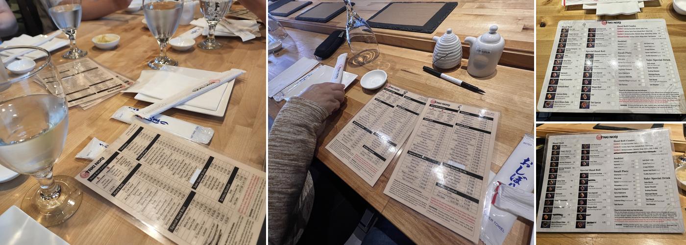 Taki Nori Hand Roll Bar Menu