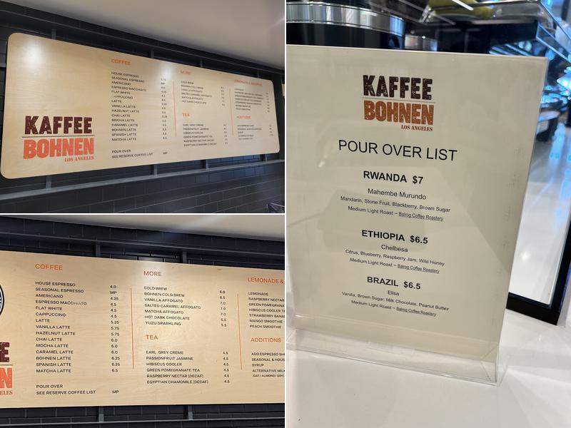 Kaffee Bohnen Menu