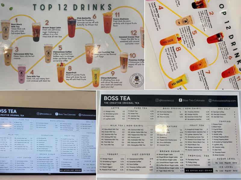 Boss Tea Menu