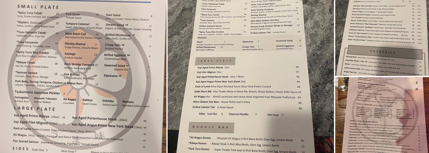 Umami Steak and Sushi Bar Menu