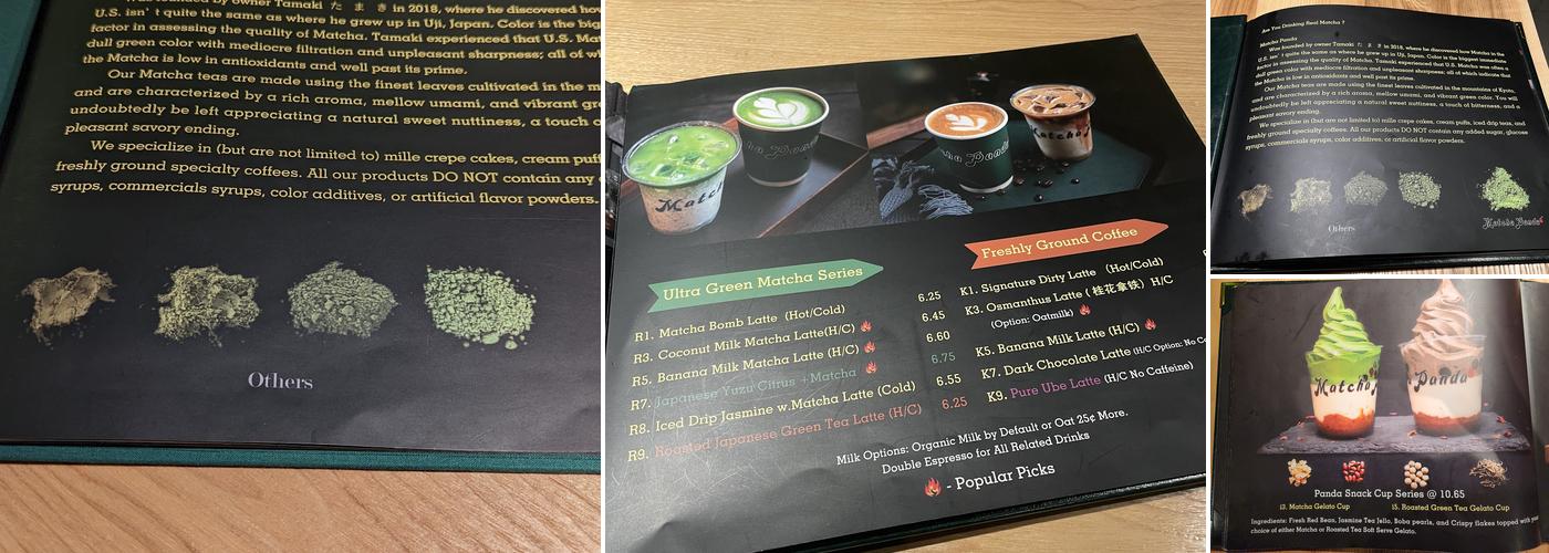 Matcha Panda Cafe Menu