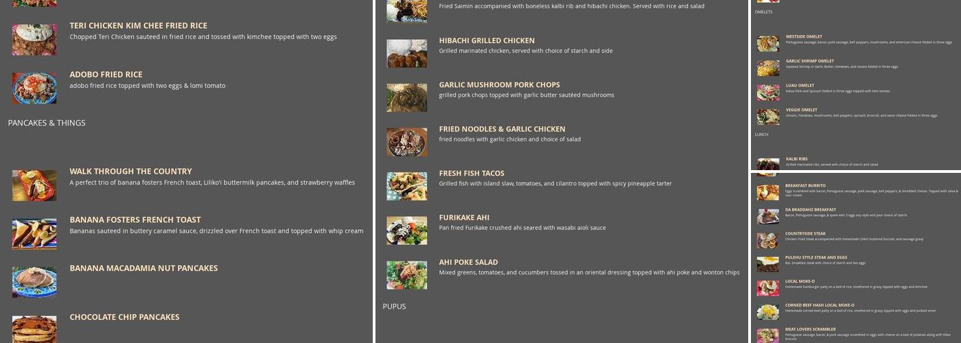 Countryside Cafe (Kea'au Location) Menu