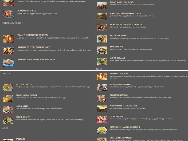 Countryside Cafe (Kea'au Location) Menu