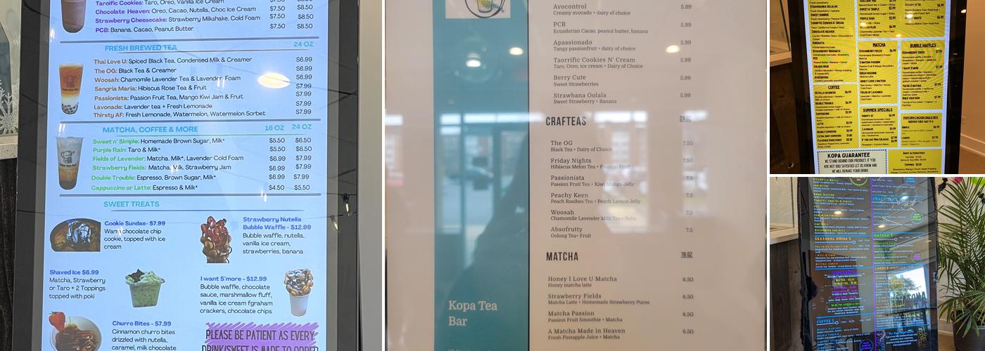 Kopa Tea Bar Menu