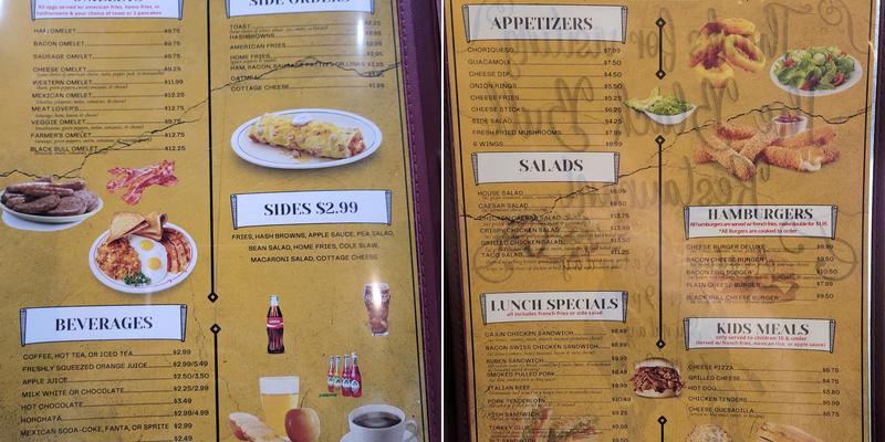 The Black Bull Restaurant Menu