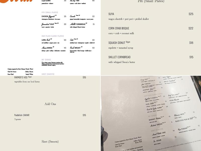 Nolia Kitchen Menu